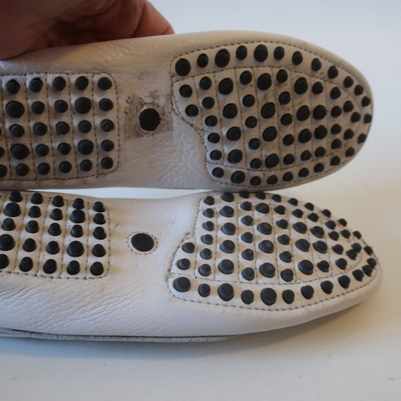 Womens L'Artigiano Sorrentino White Leather Flat Driving Shoes 38D US/8D * - Picture 6 of 10